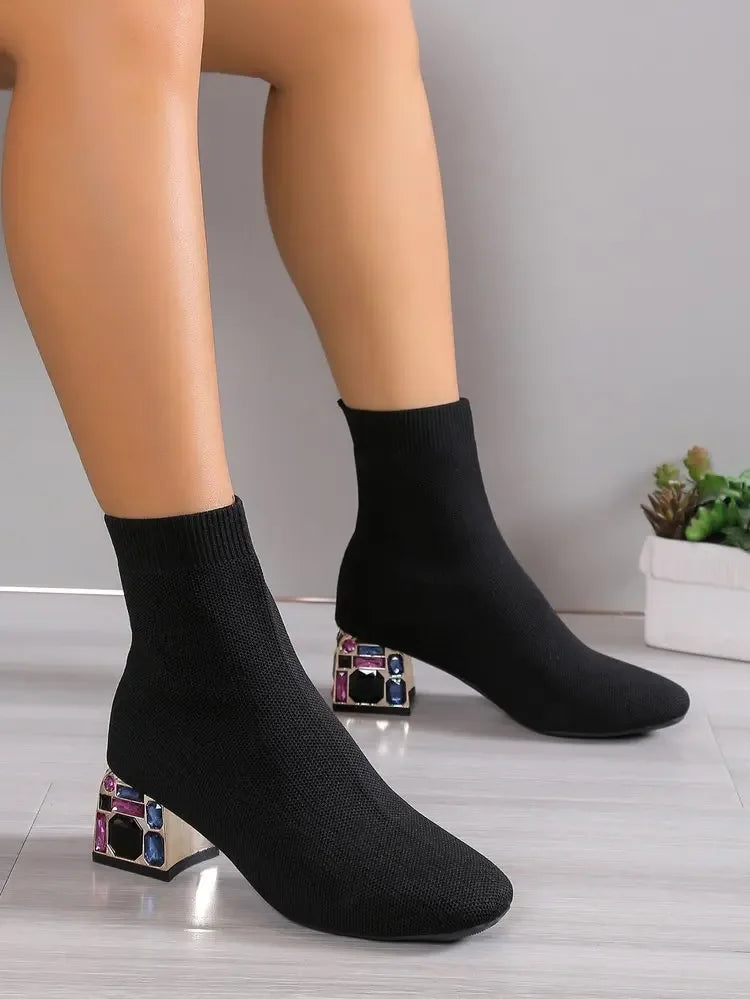 Bottines Femme Stretch Talon Carré