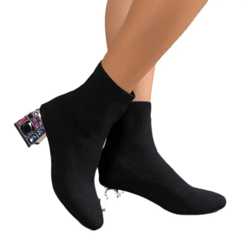 Bottines Femme Stretch Talon Carré