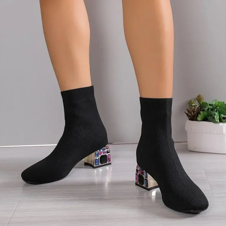 Bottines Femme Stretch Talon Carré