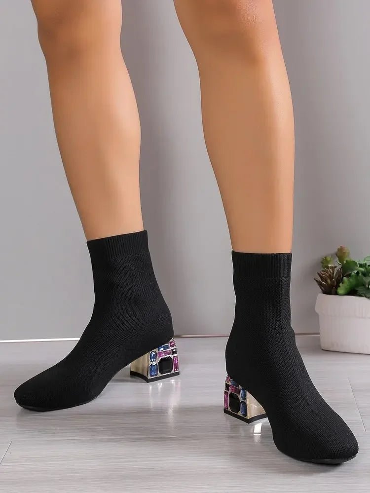 Bottines Femme Stretch Talon Carré