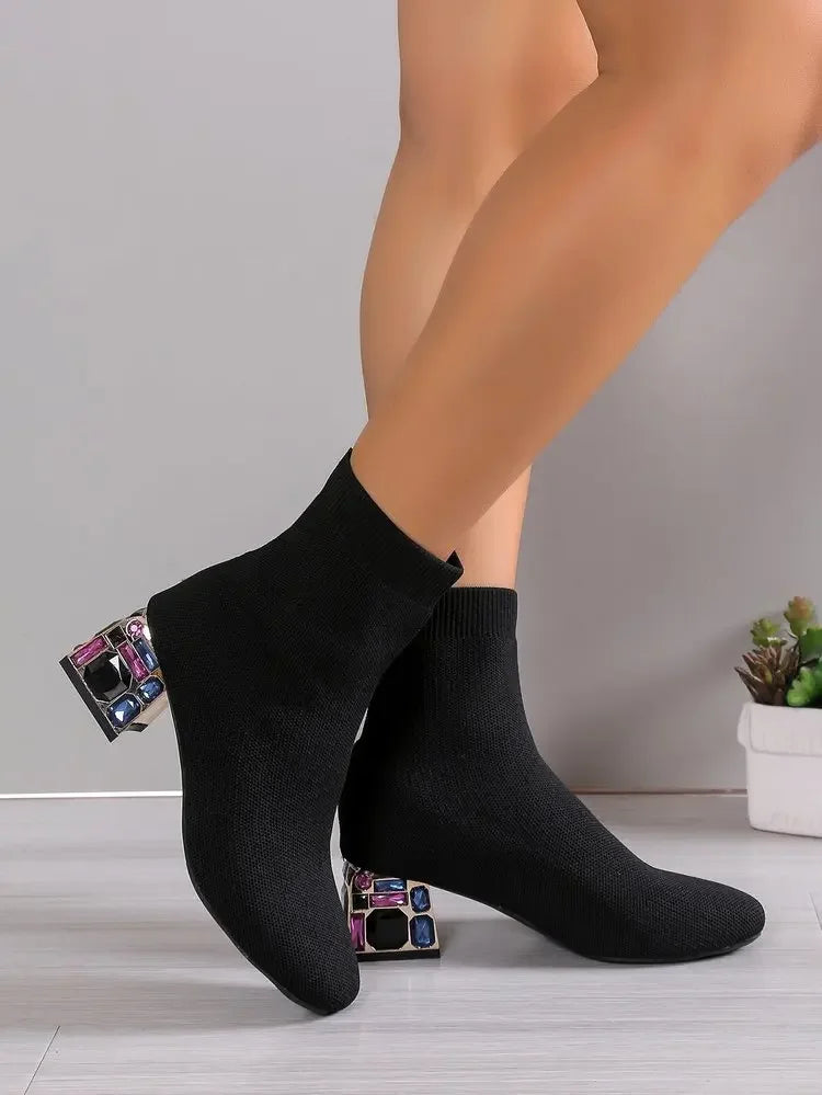 Bottines Femme Stretch Talon Carré