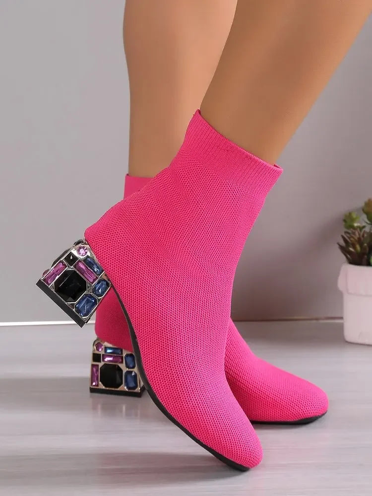 Bottines Femme Stretch Talon Carré