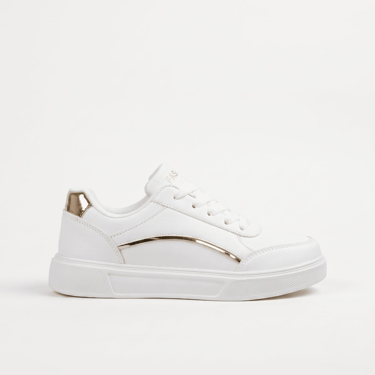 Blanc basket plateforme femme à lacets vue de profil Chaussay