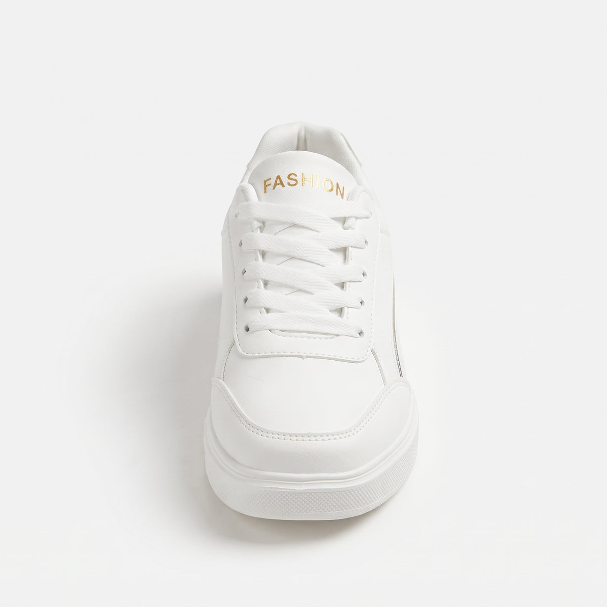 Blanc basket plateforme femme à lacets vue de face Chaussay