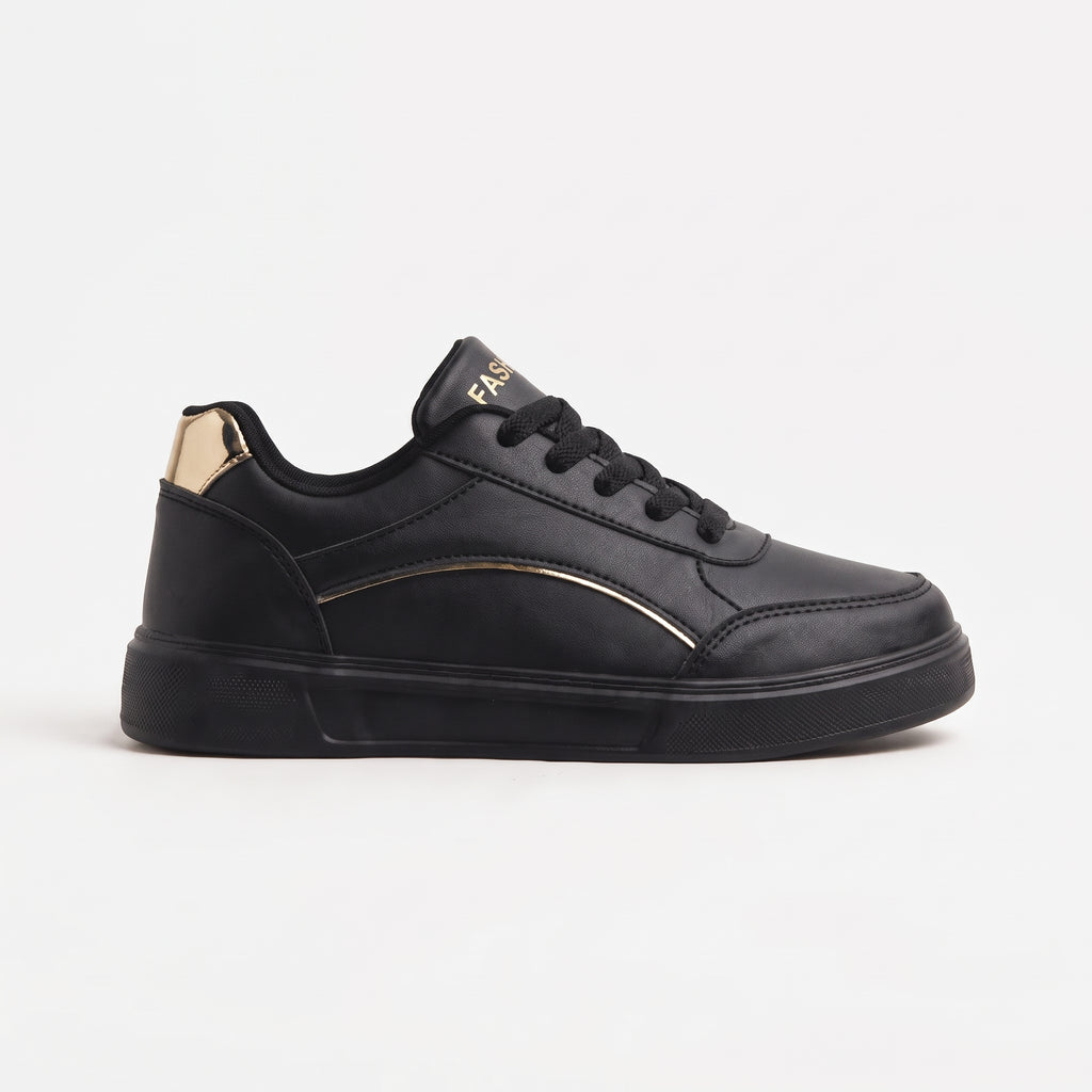 Noir basket plateforme femme à lacets vue de profil Chaussay