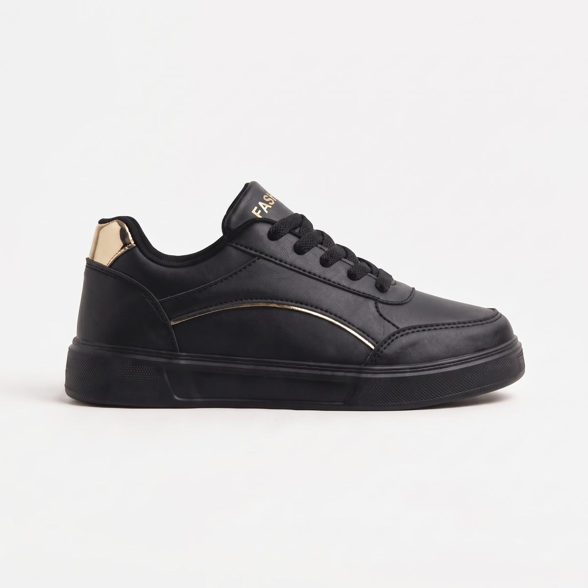 Noir basket plateforme femme à lacets vue de profil Chaussay
