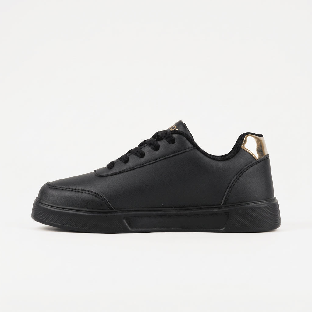 Noir basket plateforme femme à lacets vue de l'autre profil Chaussay