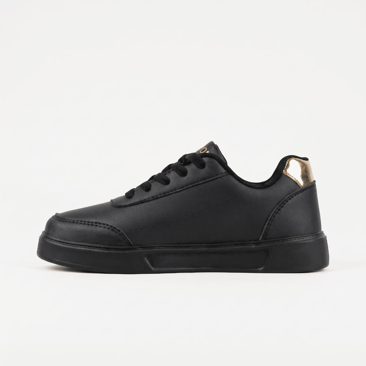 Noir basket plateforme femme à lacets vue de l'autre profil Chaussay