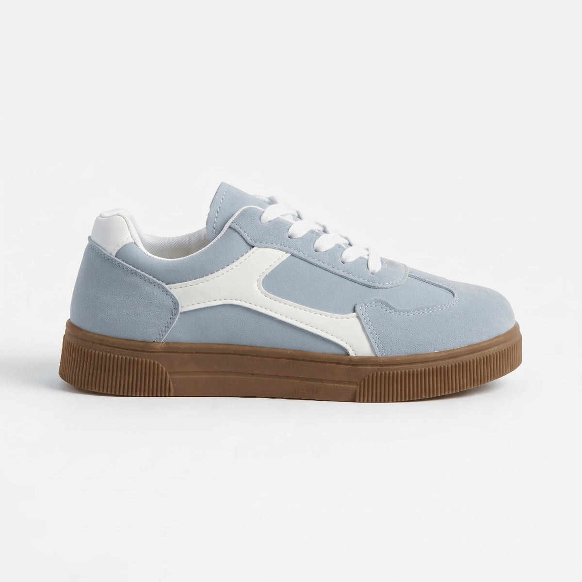 Bleu basket plate femme à lacets, vue de profil, bout à droite Chaussay