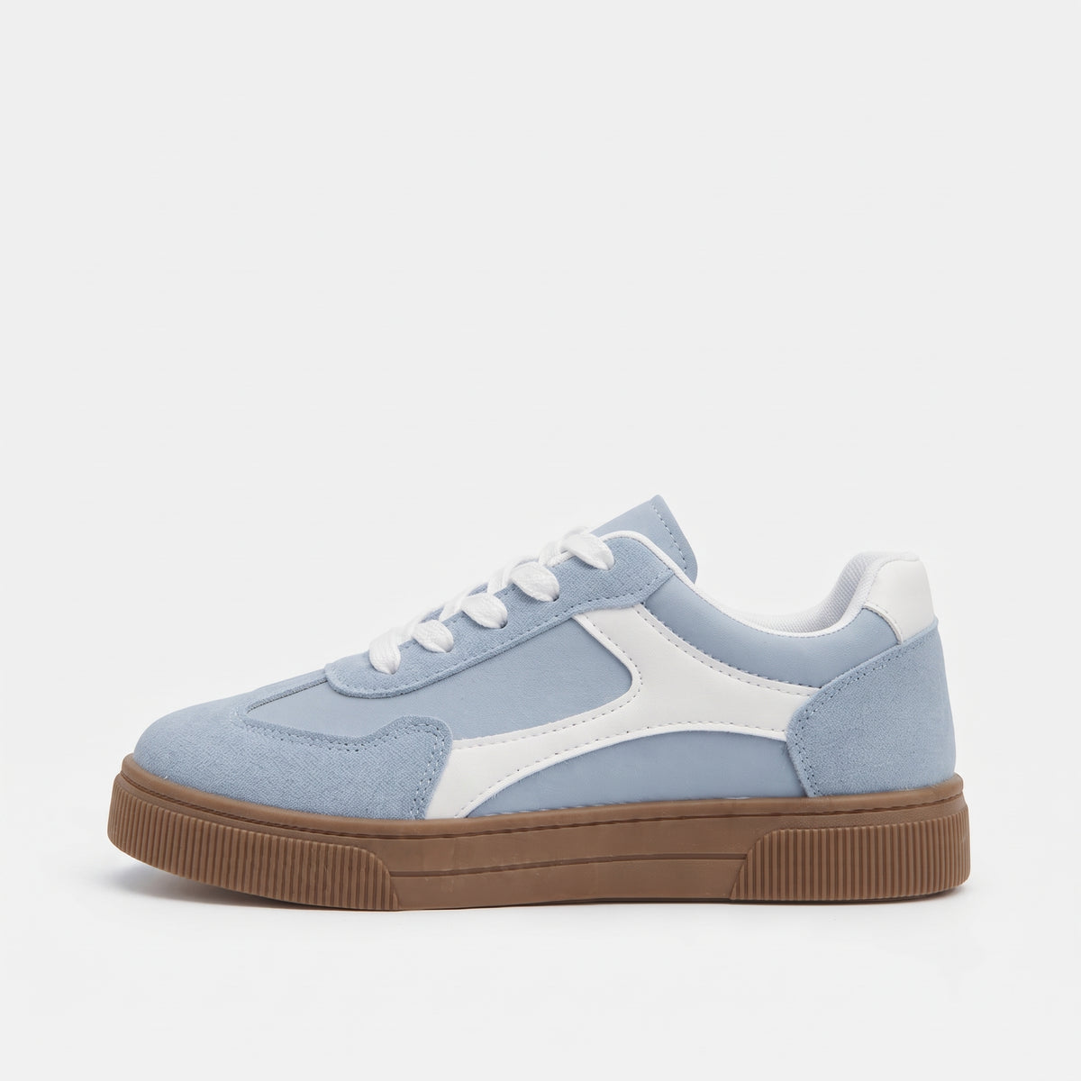 Bleu basket plate femme à lacets, vue de profil, bout à gauche Chaussay
