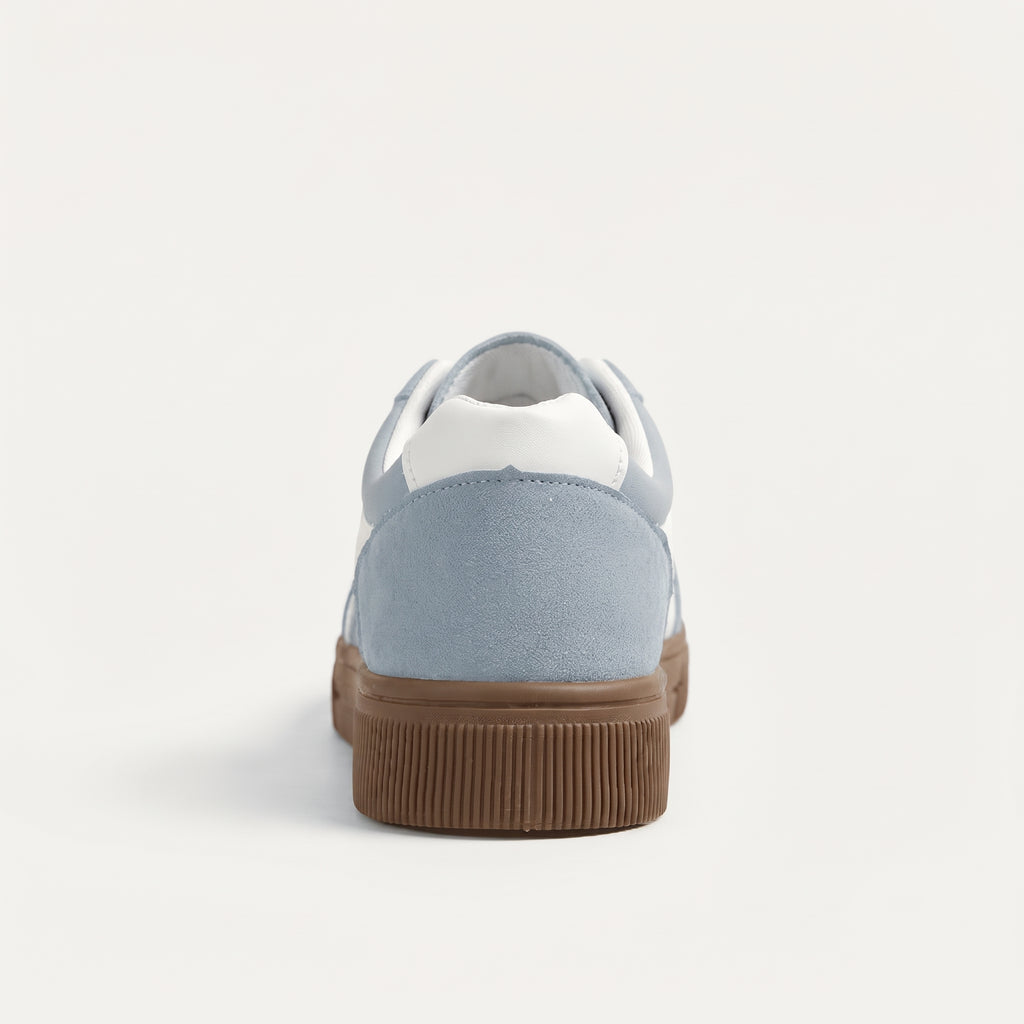 Bleu basket plate femme à lacets, vue de dos, contrefort contrasté Chaussay