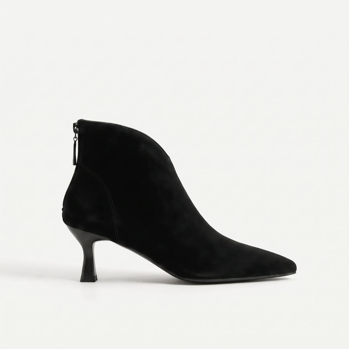 Noir boots effet suède femme bout pointu profil latéral Chaussay