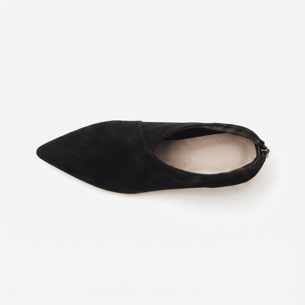 Noir boots effet suède femme bout pointu vue du dessus Chaussay