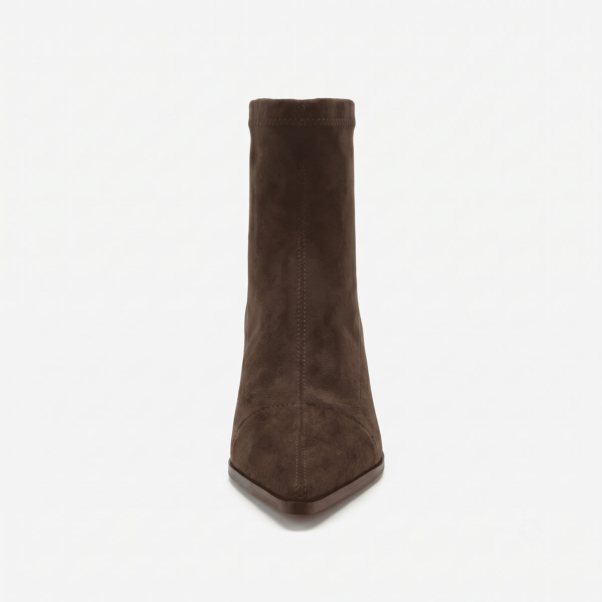 Marron bottines bout pointu zip dos femme vue de face Chaussay