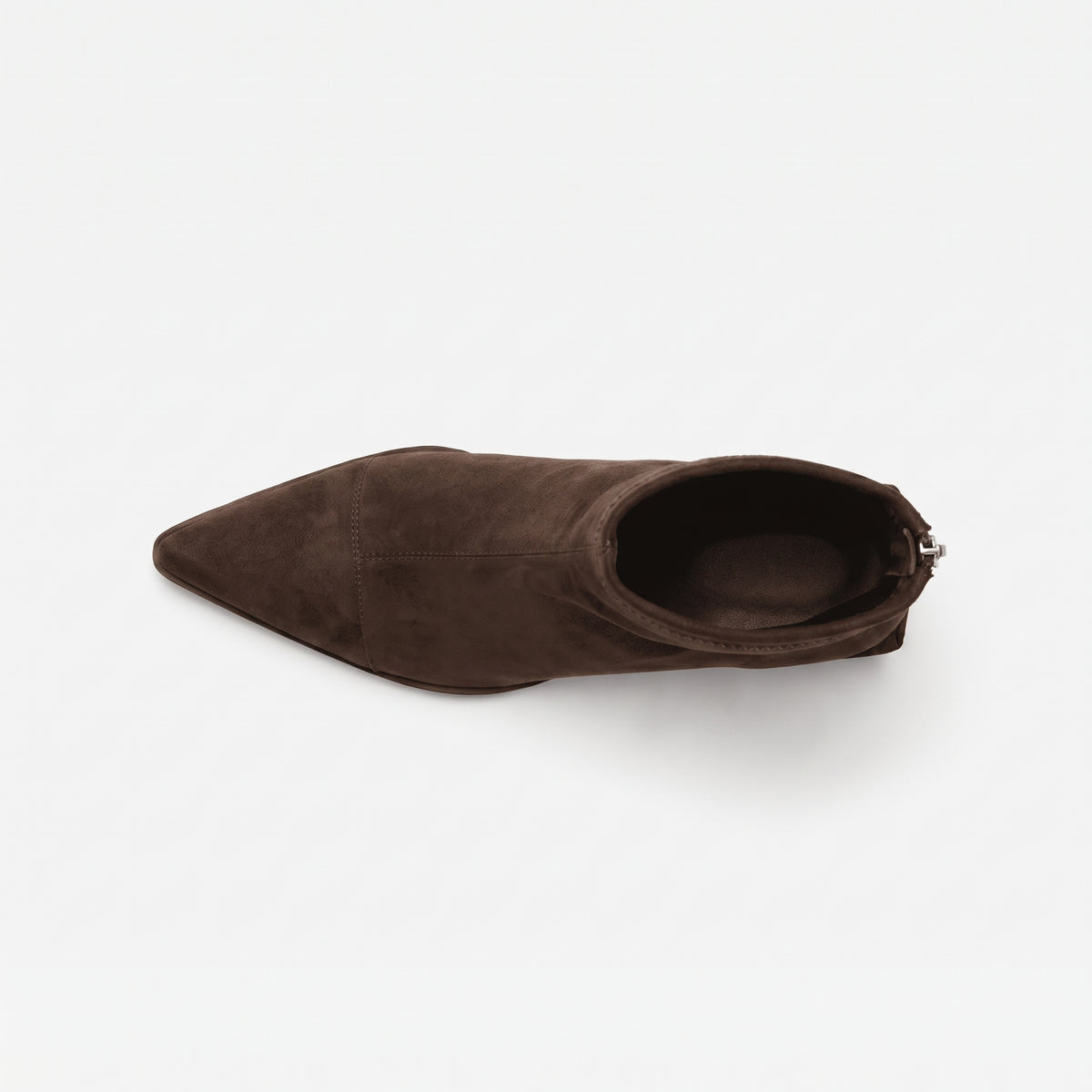 Marron bottines bout pointu zip dos femme vue du dessus Chaussay