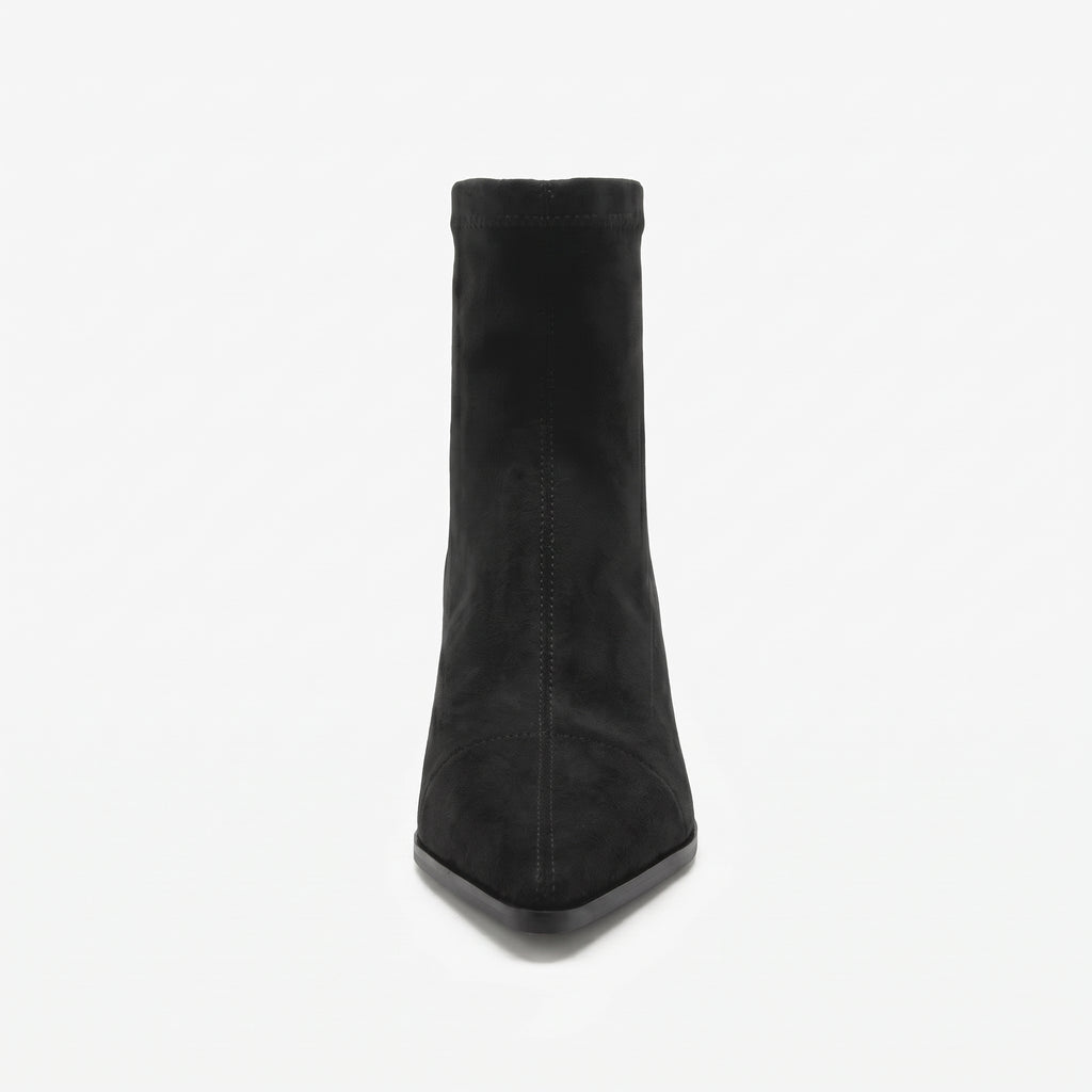 Noir bottines bout pointu zip dos femme vue de face Chaussay