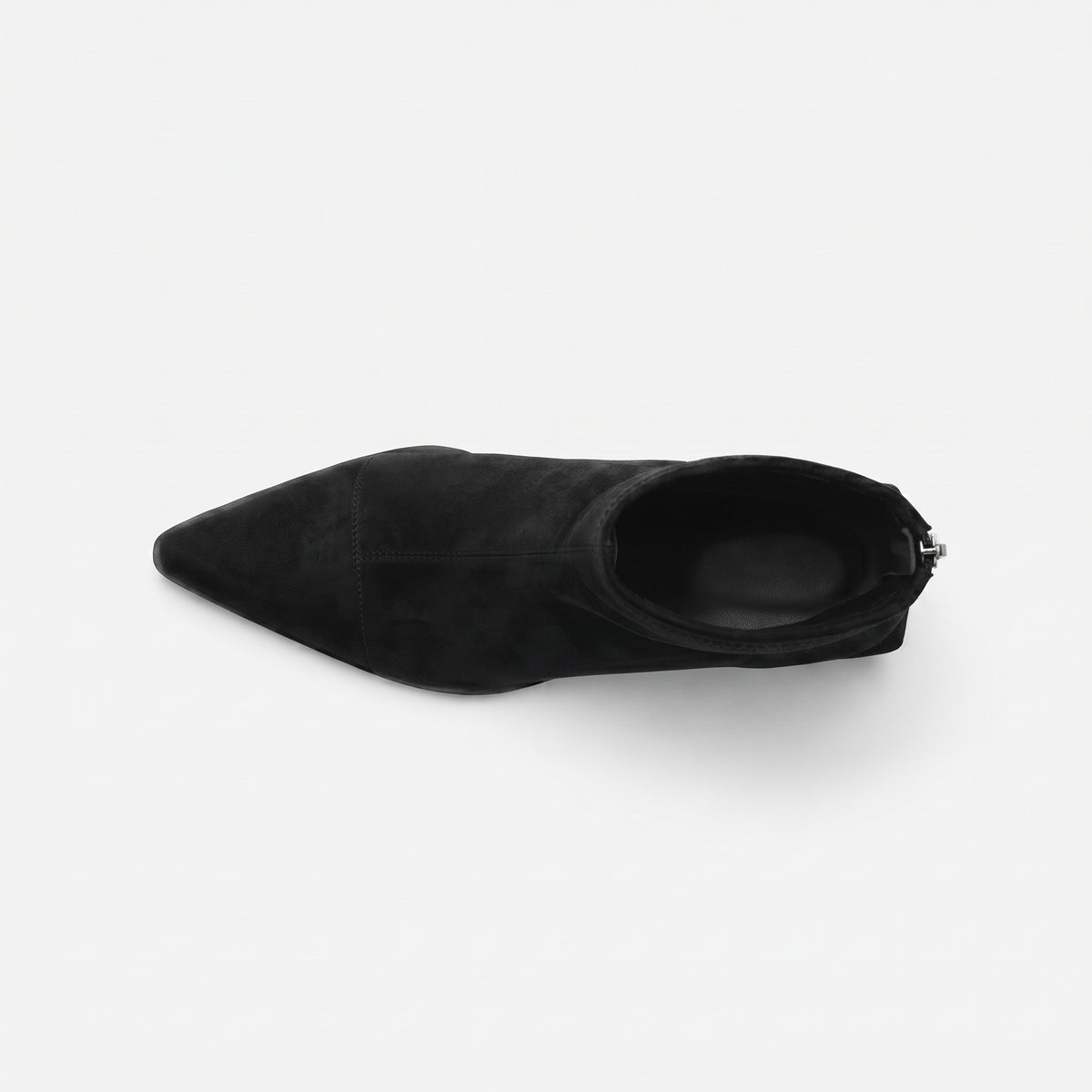 Noir bottines bout pointu zip dos femme vue du dessus Chaussay