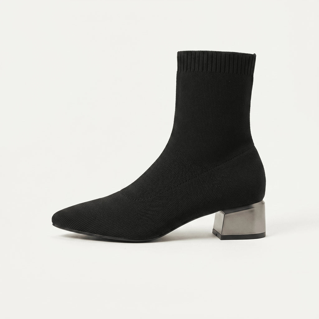Noir bottines chaussettes sans lacets semelle caoutchouc vue de côté