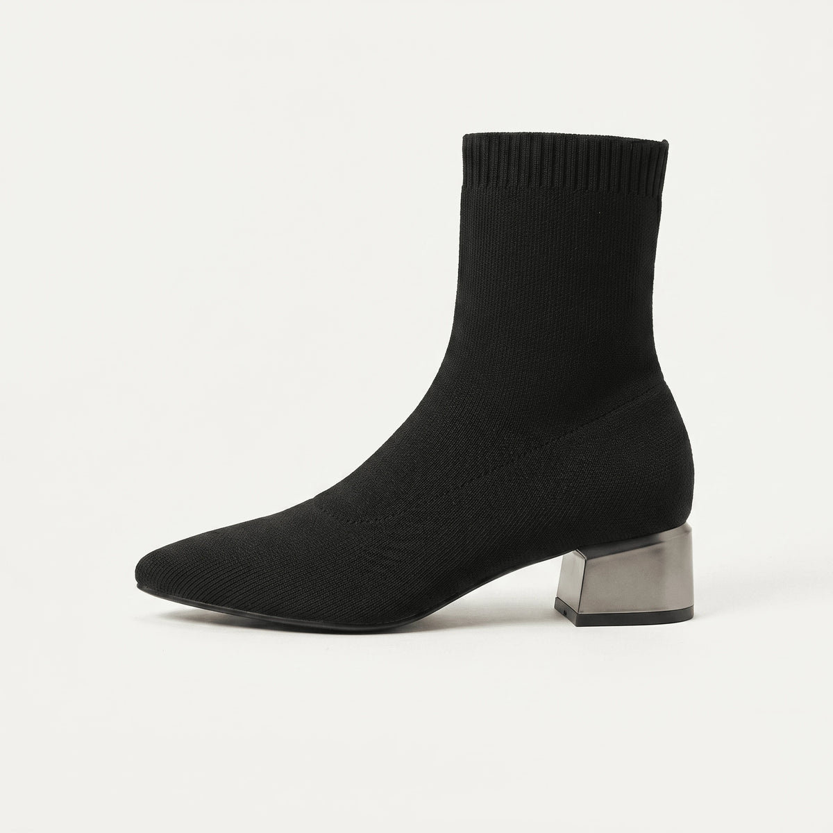 Noir bottines chaussettes sans lacets semelle caoutchouc vue de côté