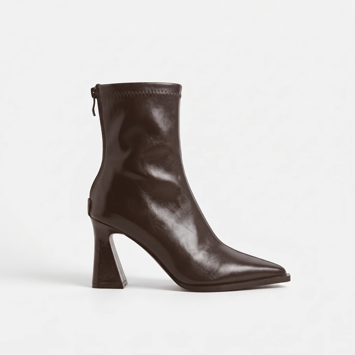 Marron bottines compensées femme bout pointu profil latéral Chaussay