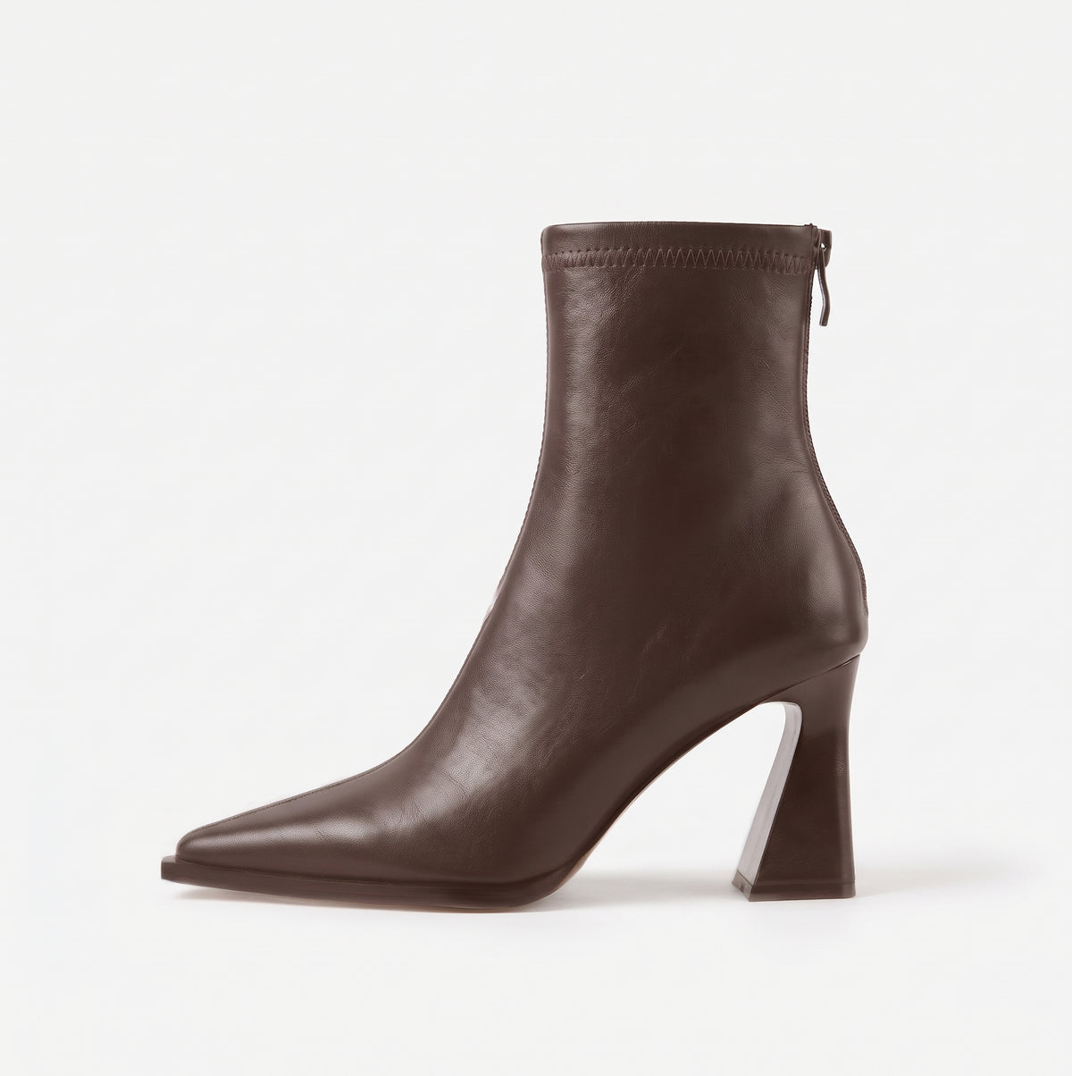 Marron bottines compensées femme bout pointu profil latéral bout à gauche Chaussay