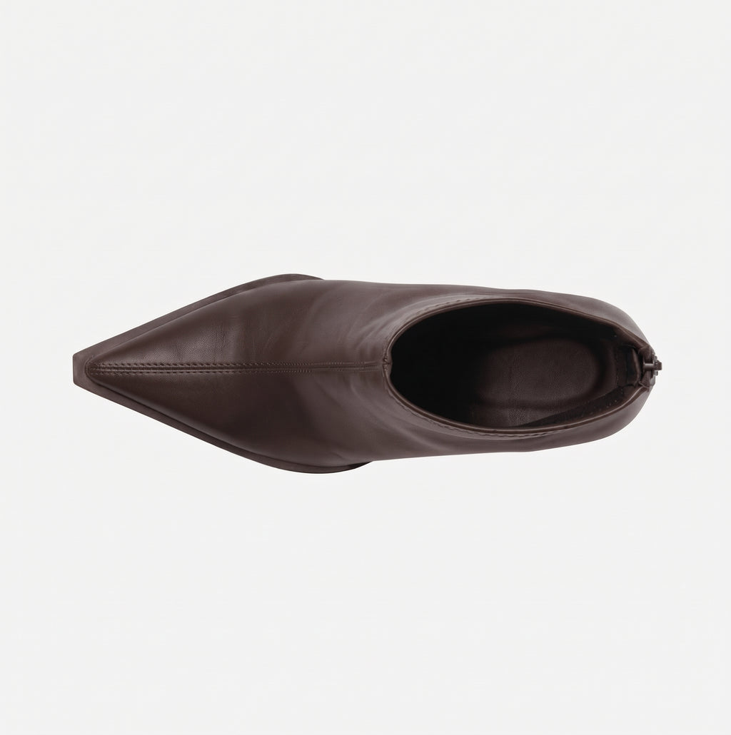 Marron bottines compensées femme bout pointu vue du dessus Chaussay