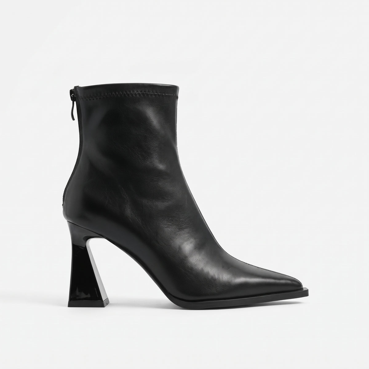 Noir bottines compensées femme bout pointu profil latéral Chaussay