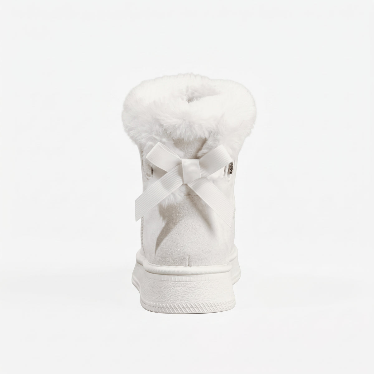 Blanc bottines fourrées nœud femme vue de dos Chaussay