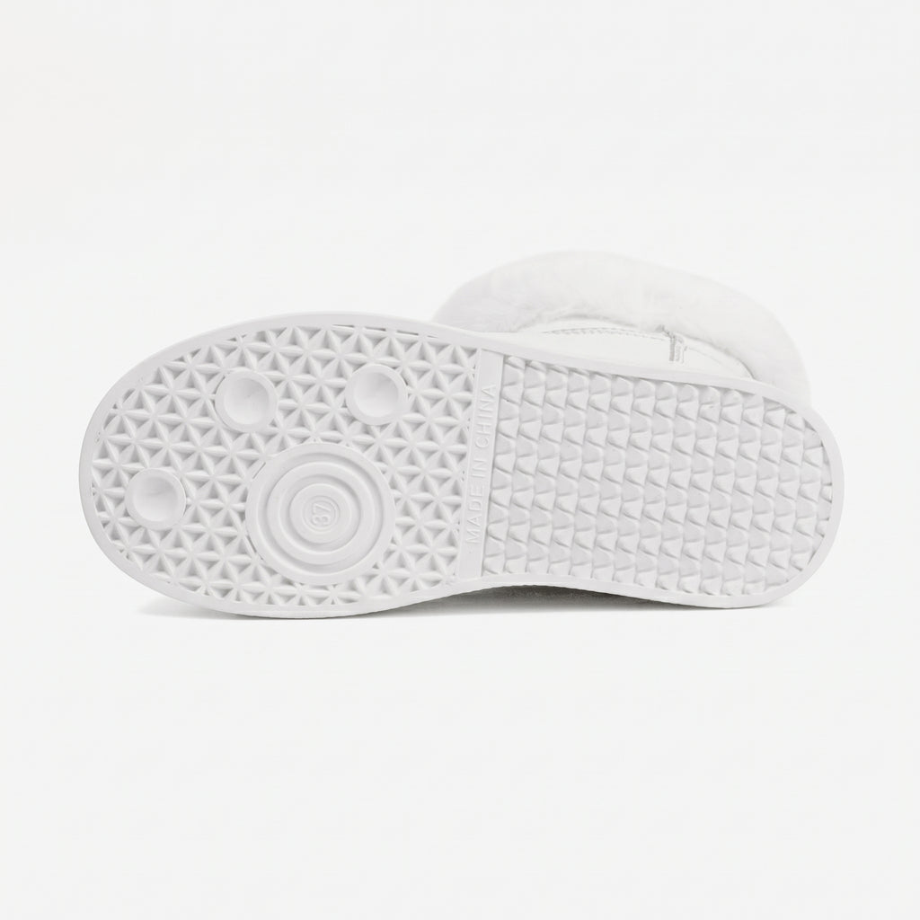 Blanc bottines fourrées nœud femme vue de dessous semelle Chaussay
