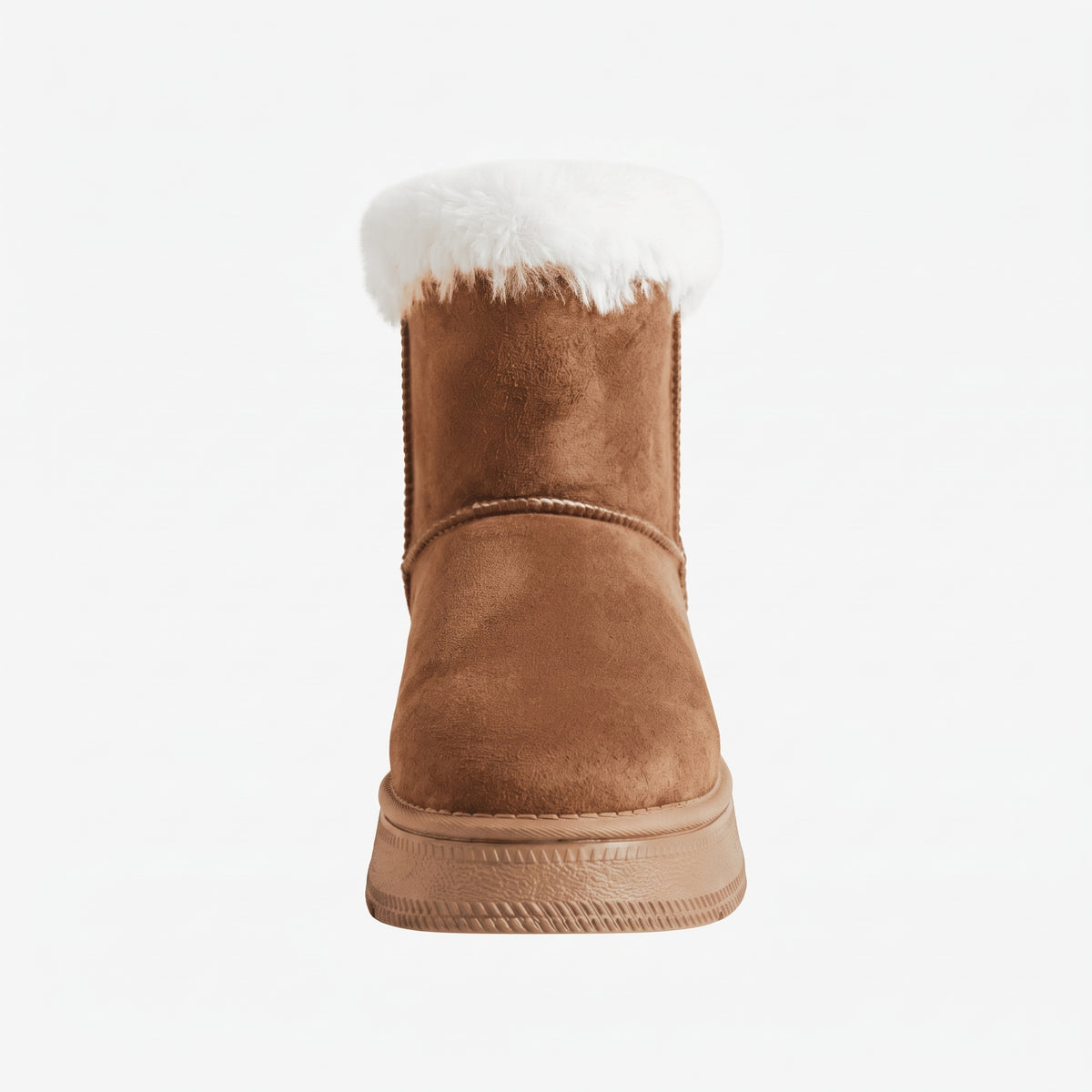 Marron bottines fourrées nœud femme vue de face Chaussay