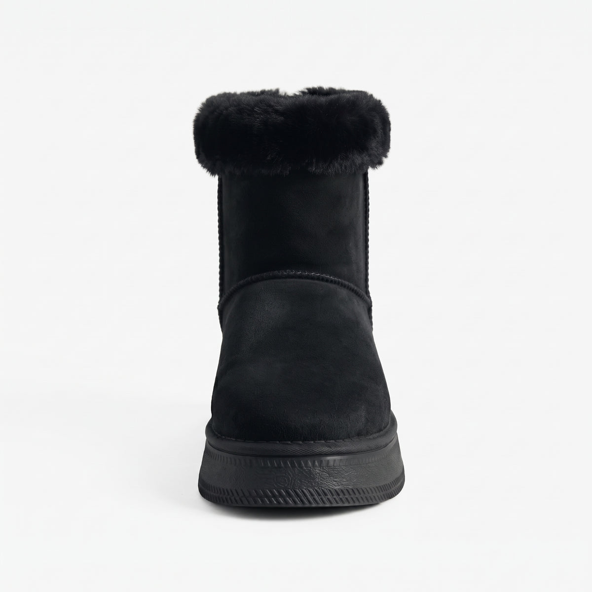 Noir bottines fourrées nœud femme vue de face Chaussay