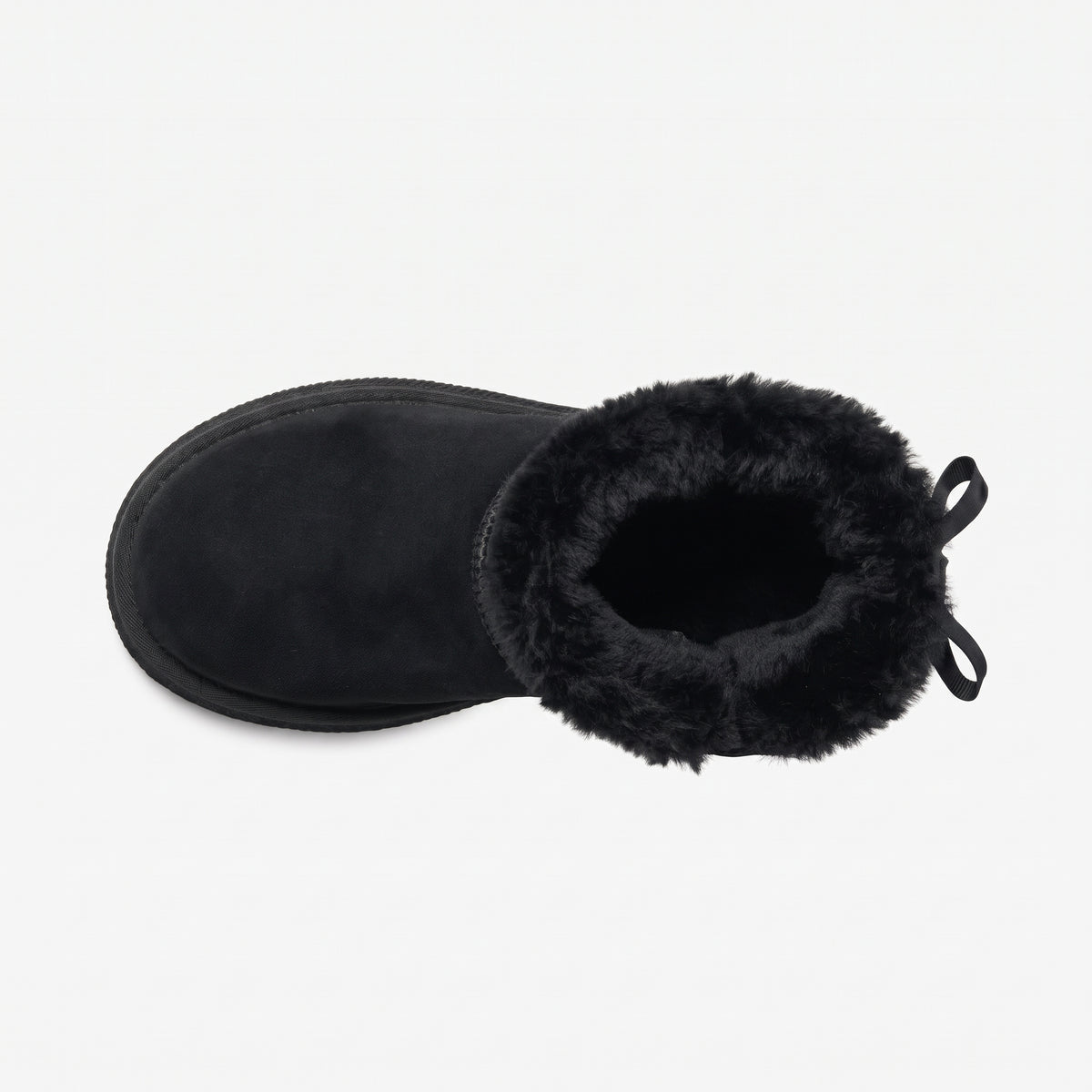Noir bottines fourrées nœud femme vue du dessus Chaussay
