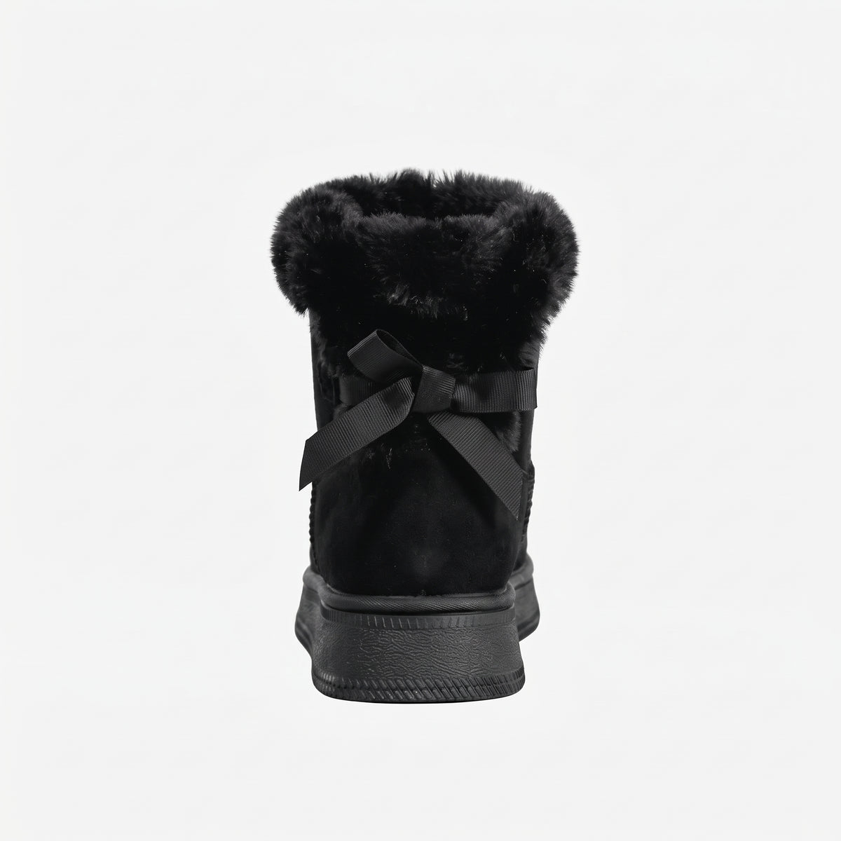Noir bottines fourrées nœud femme vue de dos Chaussay