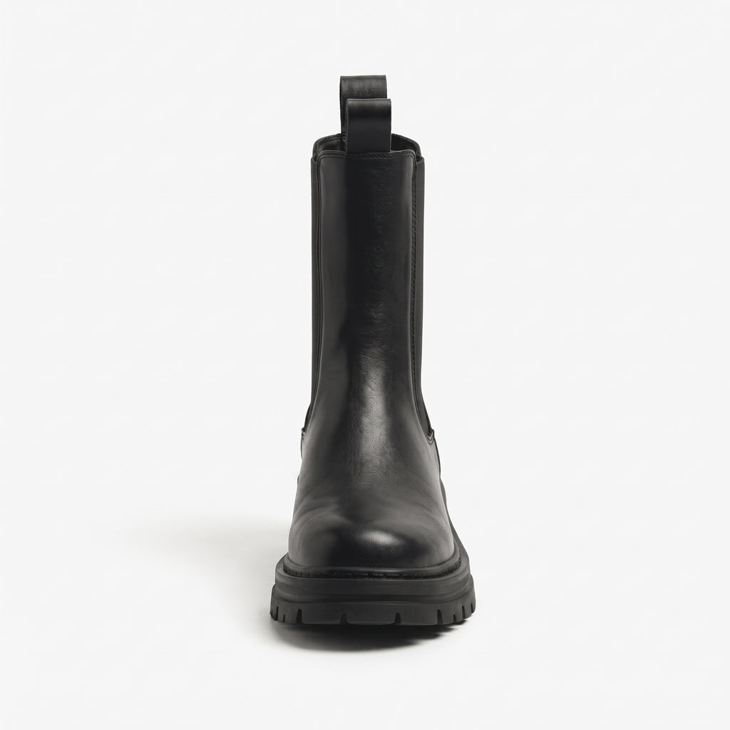 Noir bottines style britannique femme talon carré vue de face Chaussay