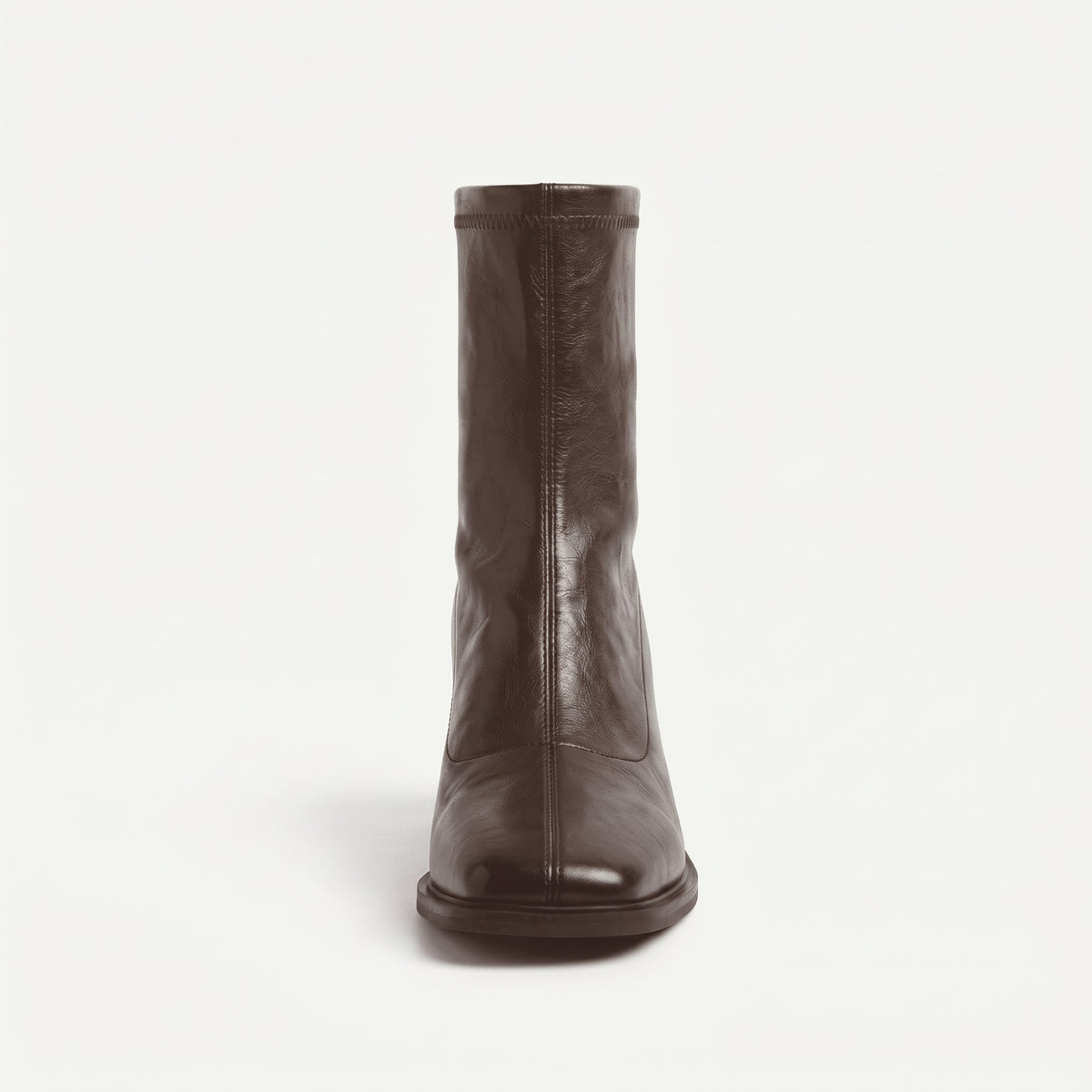 Marron bottines vintage talon carré femme vue de face Chaussay