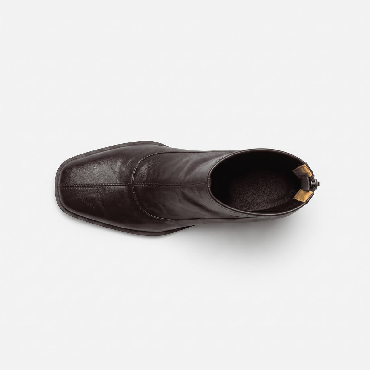 Marron bottines vintage talon carré femme vue du dessus Chaussay