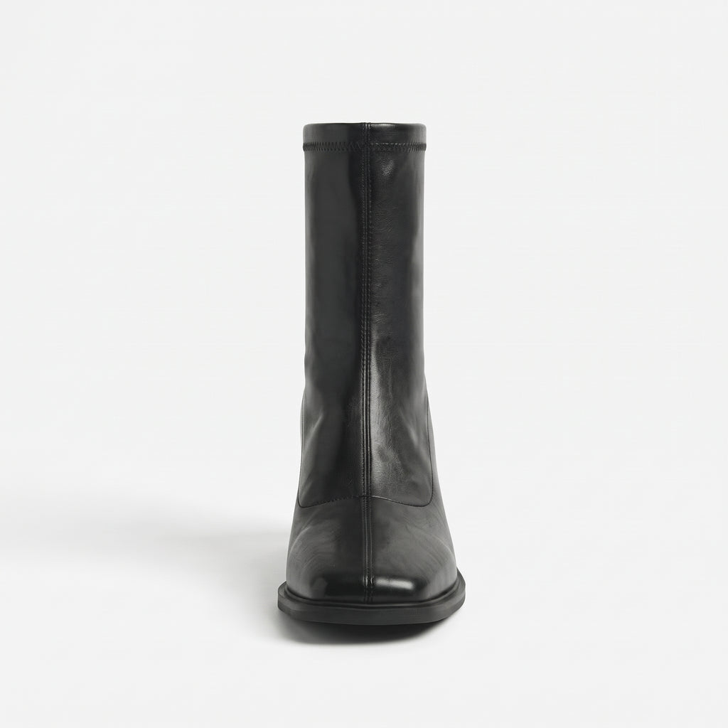 Noir bottines vintage talon carré femme vue de face Chaussay