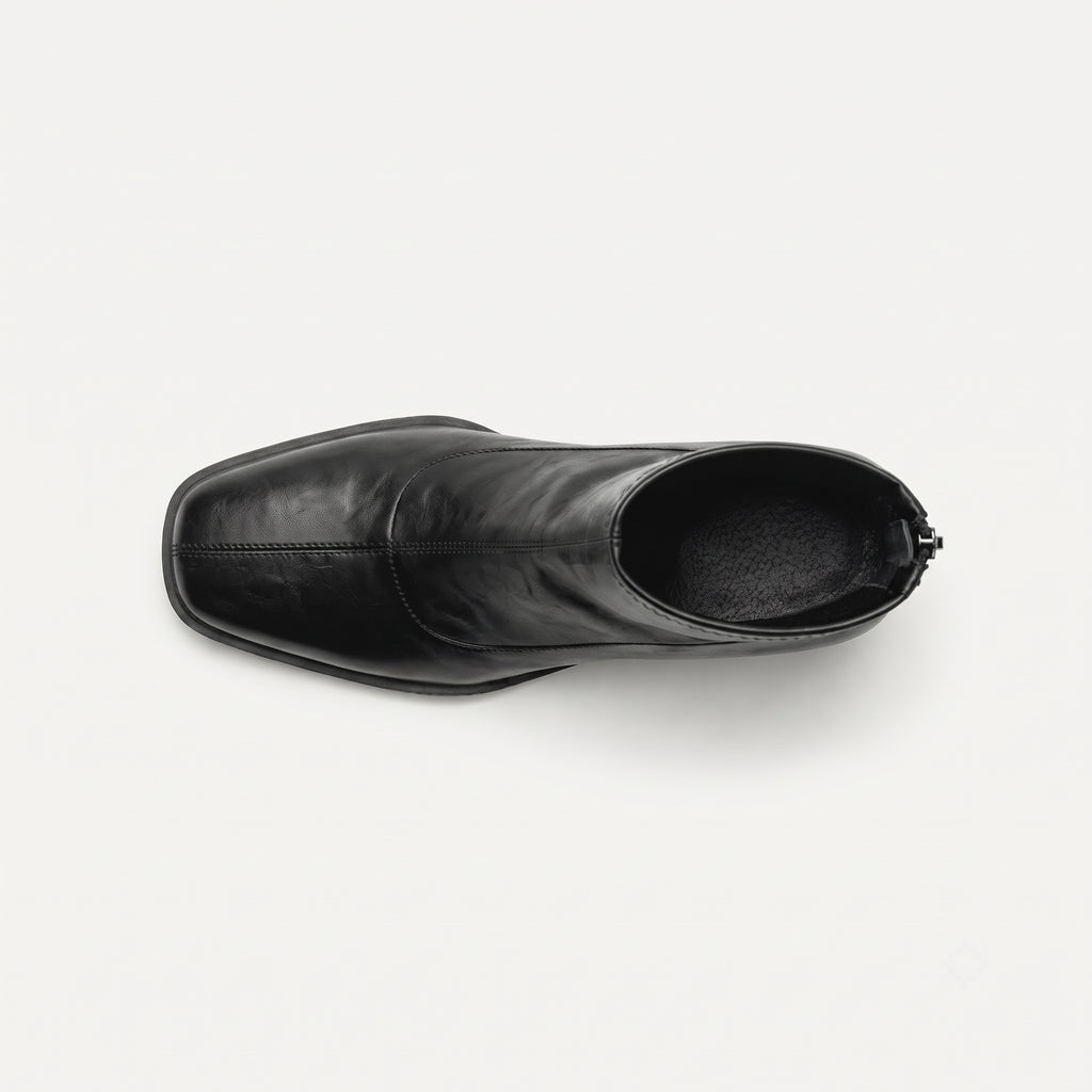 Noir bottines vintage talon carré femme vue du dessus Chaussay